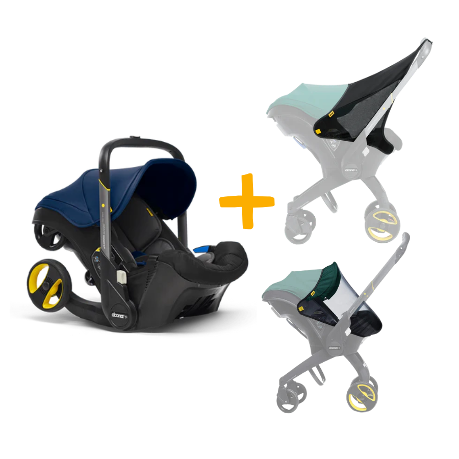 Coche y silla de auto Doona+ Blue + Protector de insectos + Extensión parasol Doona