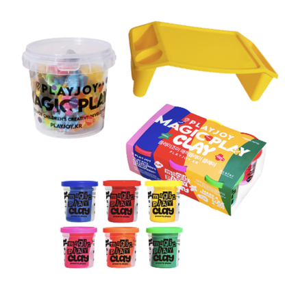 Pack Plasticinas + Balde accesorios + Bandeja