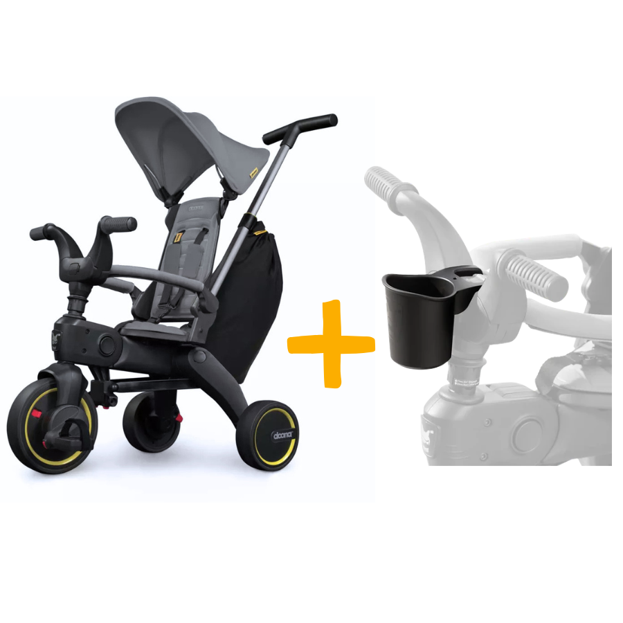 Triciclo Liki Trike S3 Grey + posa vaso Doona